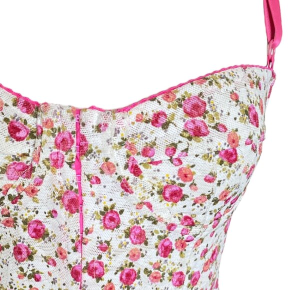 Dolce&Gabbana CORSET Pink Floral Bustier  D&G Denim Back Bustier Top Size Small - Picture 7 of 16